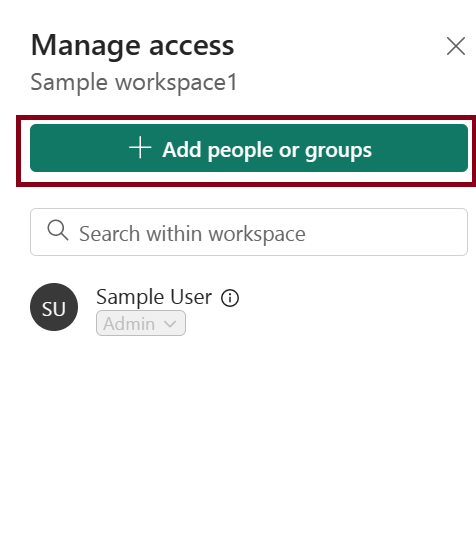 Screenshot of add button in manage access panel.