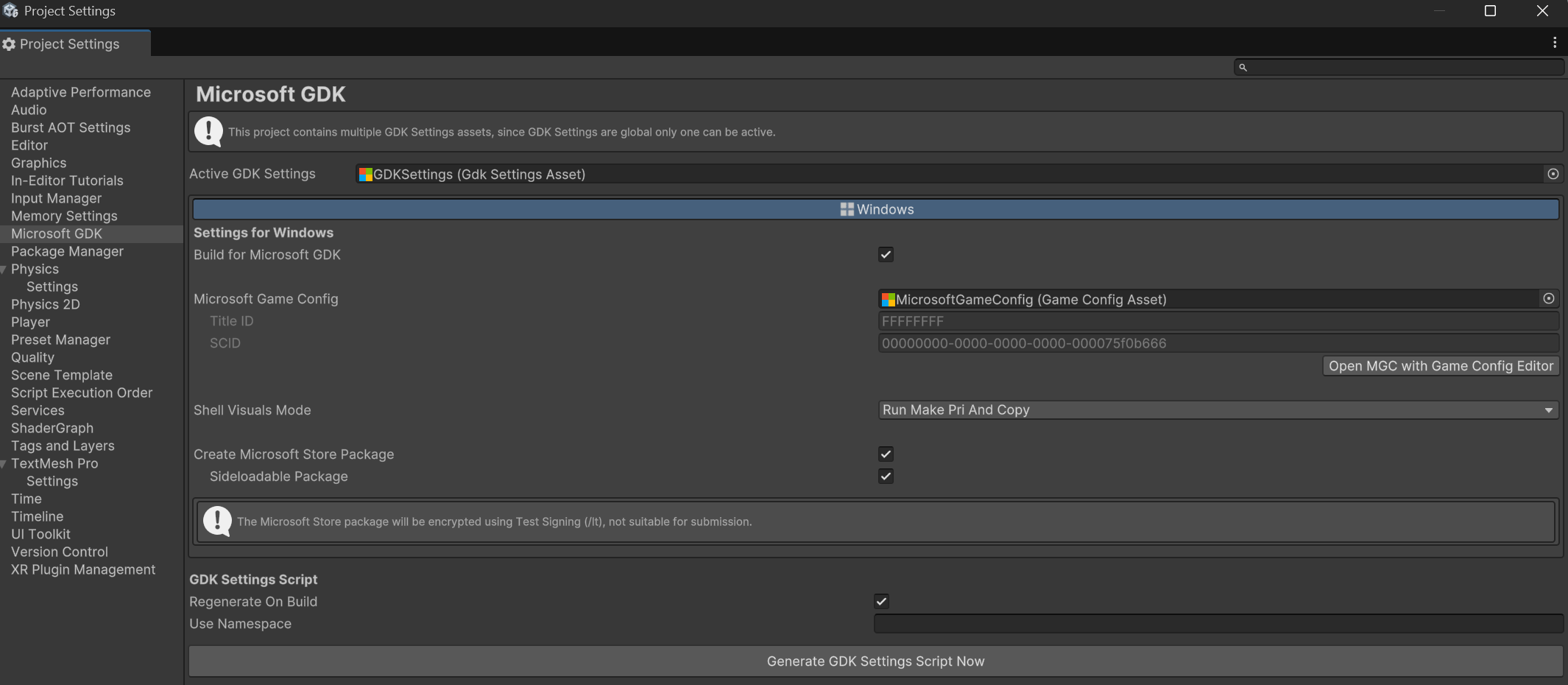 Setting GDK Settings values in Unity 6