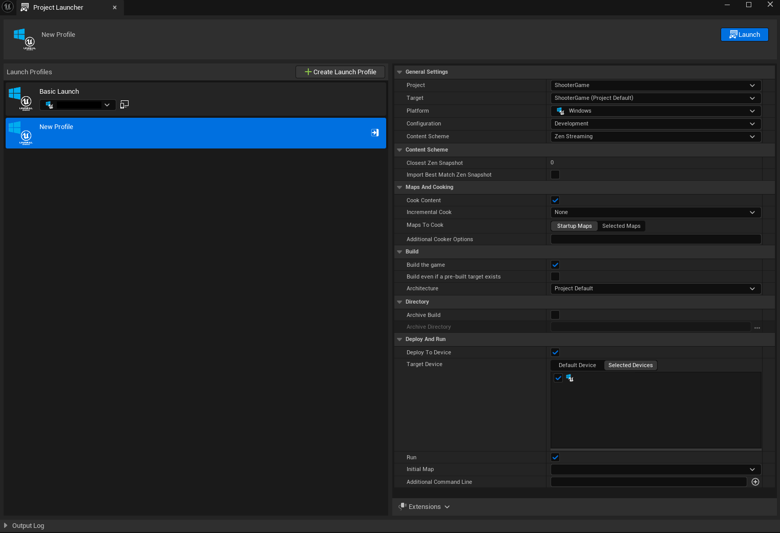 Example Project Launcher profile