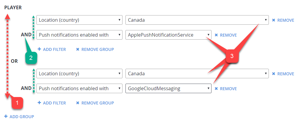 Game Manager - Players - Segments - Segment Filtering