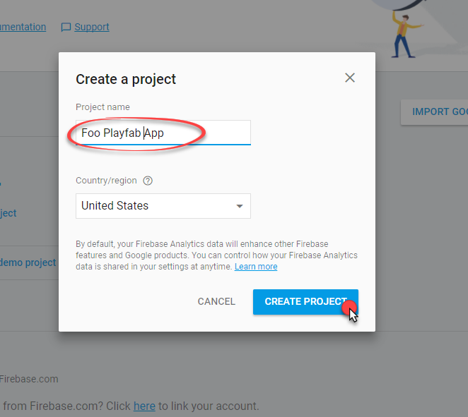 Firebase - Create Project