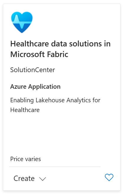A screenshot displaying the Azure Marketplace offer for healthcare data solutions.