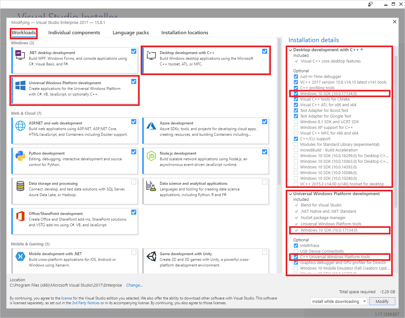 Nastavení sady Visual Studio