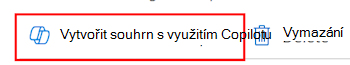 Snímek obrazovky, který ukazuje, jak vybrat funkci Vytvořit souhrn pomocí copilotu v zásadách konfigurace zařízení v centru pro správu Microsoft Intune nebo Intune
