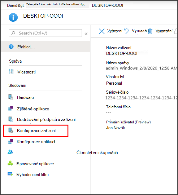 Zobrazení podrobností o zásadách zabezpečení koncových bodů