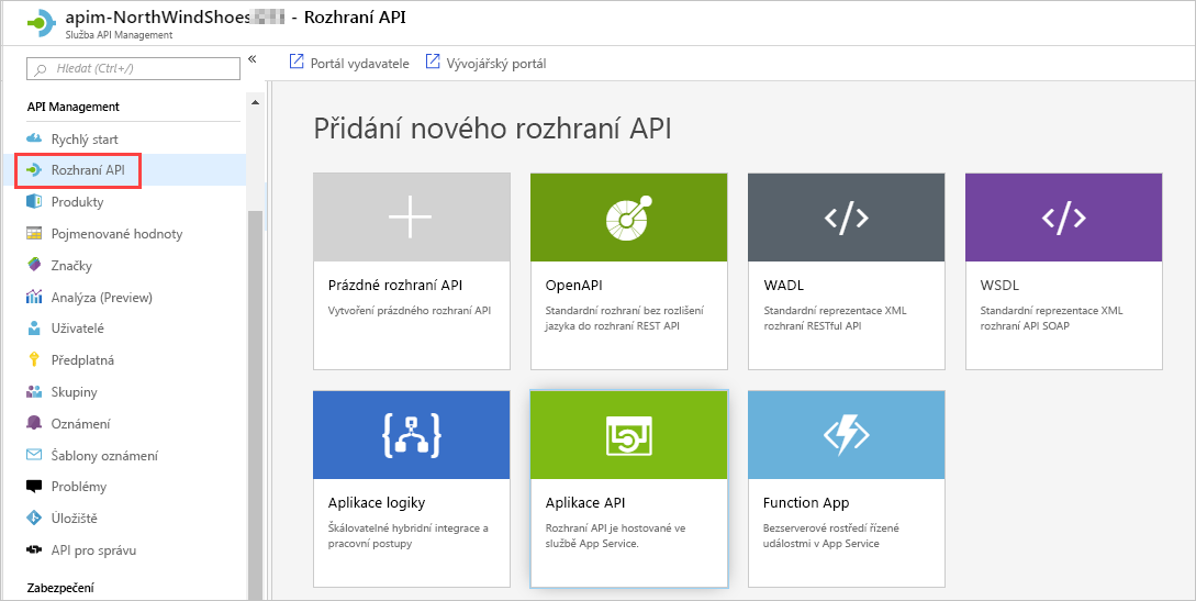 Screenshot of Azure portal showing API Management service with the APIs section highlighted and selected.