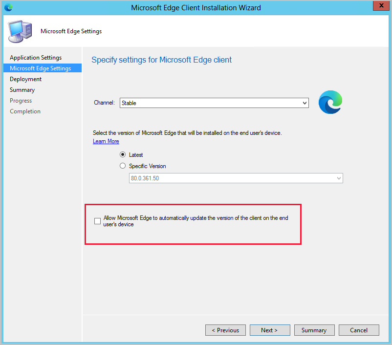 nastavení automatické aktualizace Microsoft Edge