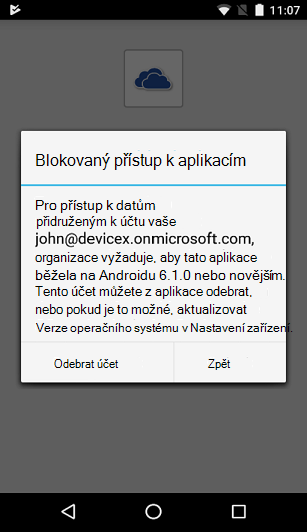 Obrázek dialogového okna Přístup k aplikacím