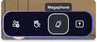 Tlačítko Megaphone na panelu hostitele