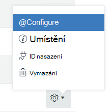 Snímek obrazovky s možností Konfigurovat v nabídce Ikona ozubeného kola
