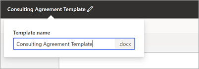 Snímek obrazovky s prohlížečem šablon zobrazující název dokumentu, který chcete přejmenovat