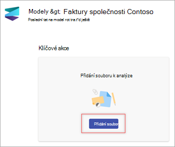 Snímek obrazovky s novou stránkou modelů zobrazující část Přidání souboru k analýze