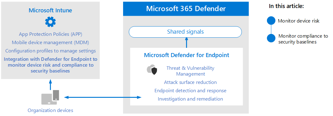 Ilustrace integrace Defenderu for Endpoint a Microsoft Intune