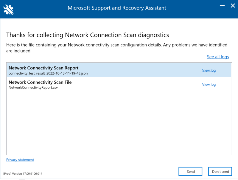 podpora Microsoftu a průvodce Recovery Assistant.