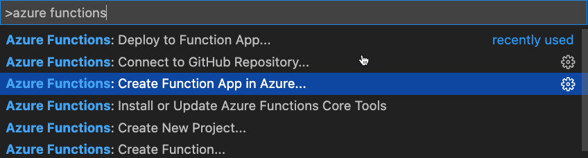Create Function App v Azure