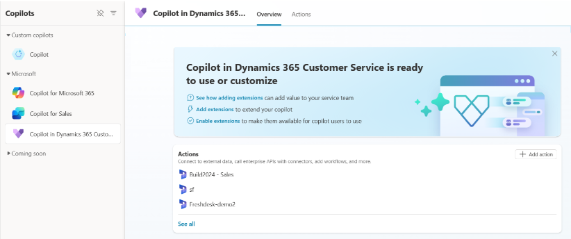 Zobrazení Copilota pro Dynamics 365 Customer Service