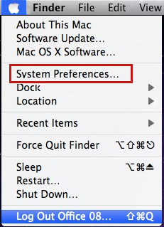 Vyberte možnost Předvolby systému v ikoně Apple.