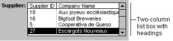 Multi-column list box