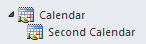 Snímek obrazovky s dílčím kalendářem ve složkách Kalendář