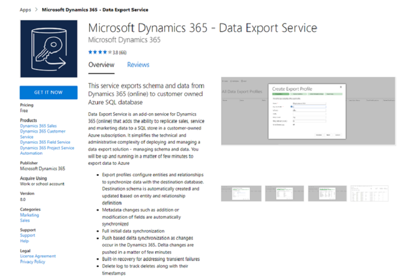 Snímek obrazovky se stránkou se seznamem nabídek v Microsoft AppSource