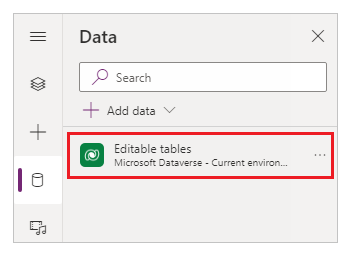Přidání tabulky Dataverse jako zdroje dat Jako zdroj dat přidejte tabulku Dataverse.