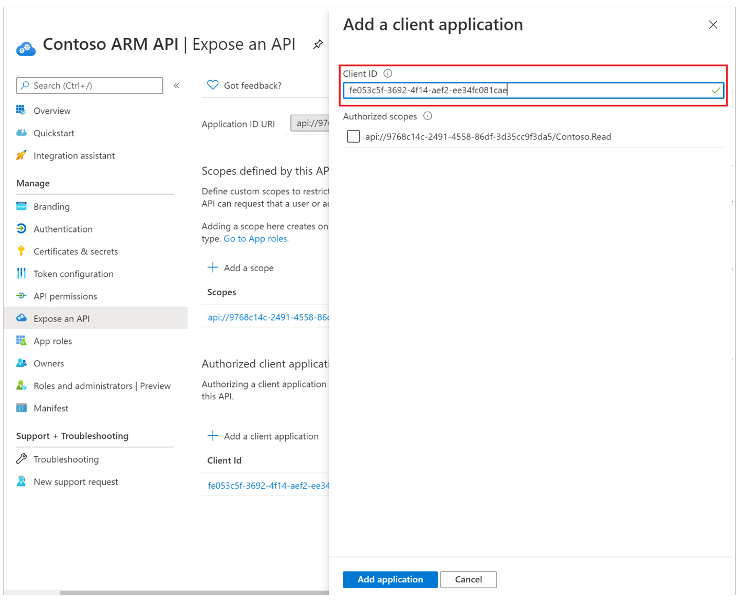 Předběžná autorizace připojení Azure API k vlastnímu rozhraní API 2