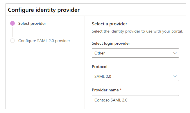 Přidat zprostředkovatele SAML 2.0.