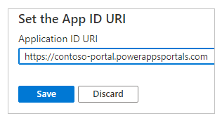 URL portálu jako identifikátor URI ID aplikace.