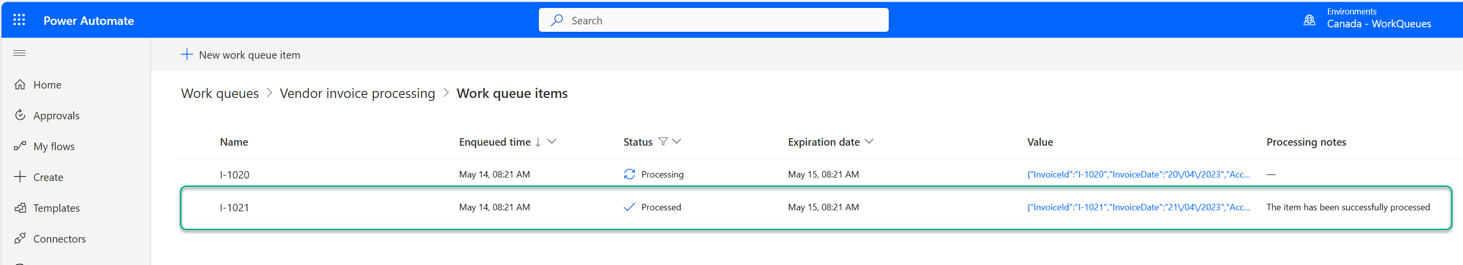 Screenshot s výsledky filtru zobrazující dva záznamy, které odpovídaly dříve nastaveným kritériím filtru.