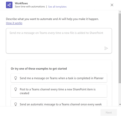 Snímek obrazovky ukázkových toků v nástroji na vytváření toku pracovních postupů.