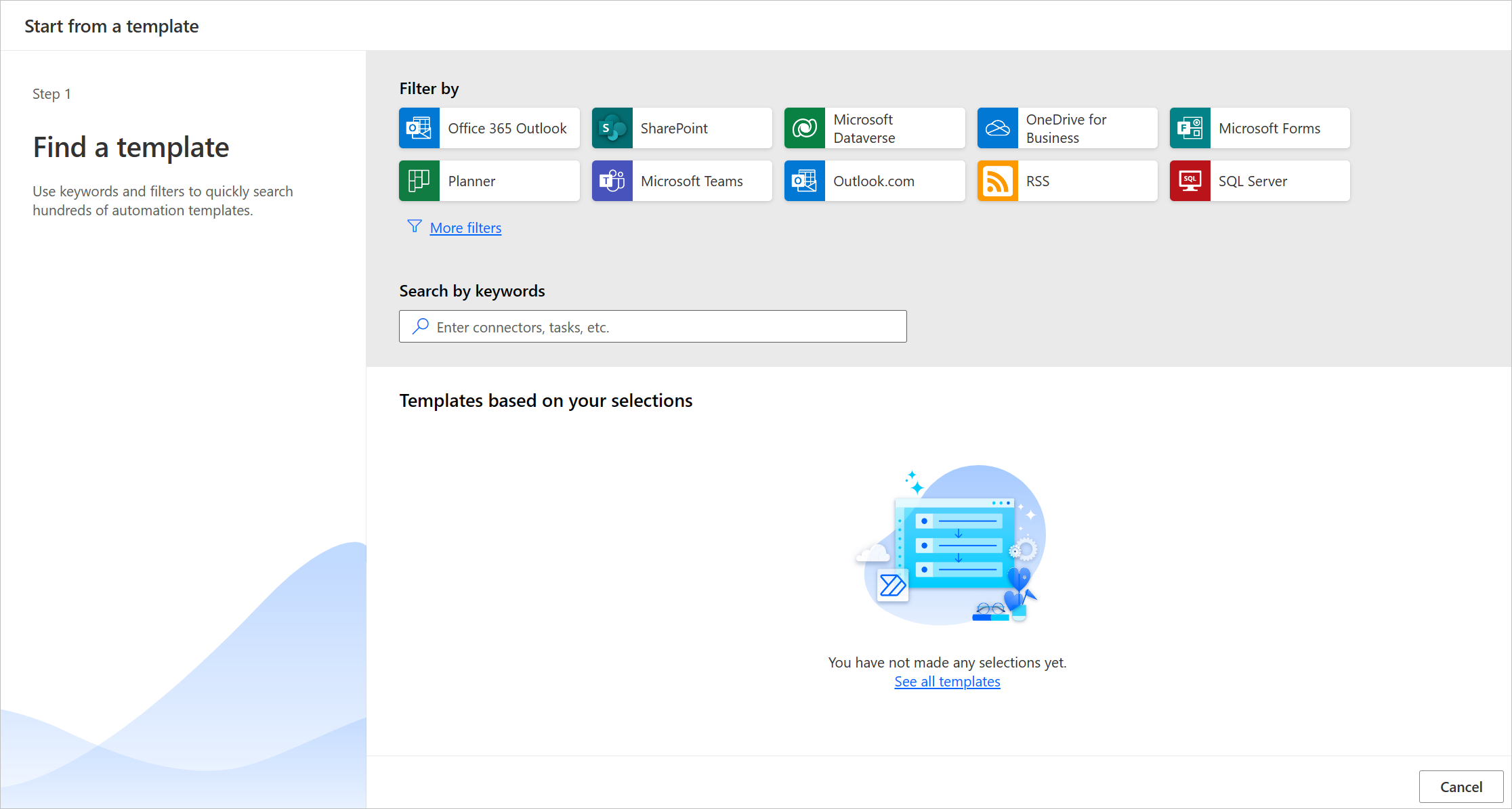 Snímek obrazovky šablon Power Automate souvisejících s Microsoft Forms.