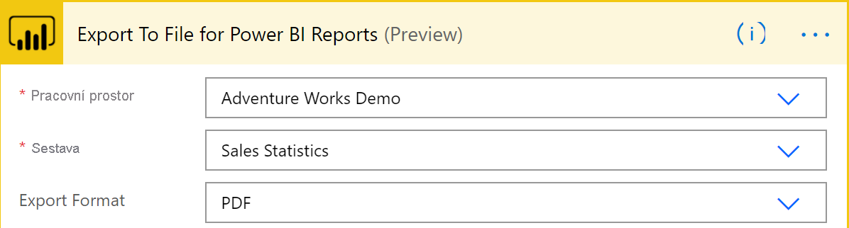 Screenshot of the export to file for Power BI reports.