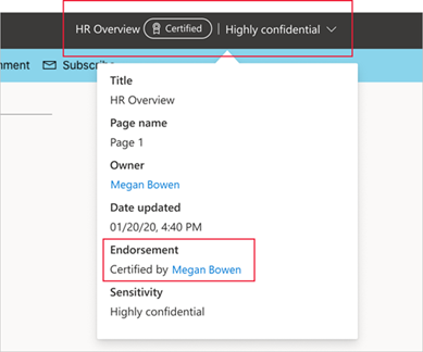 Screenshot showing certification badge in a report header.