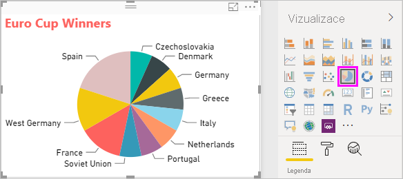 Snímek obrazovky zobrazuje stejná pole, která se změnila na výsečový graf.