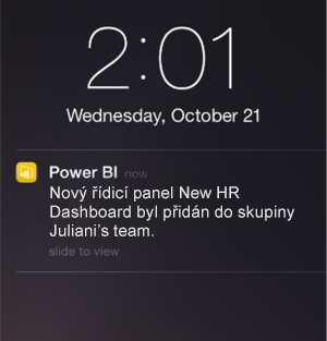 Snímek obrazovky řídicího panelu s oznámením na i Telefon