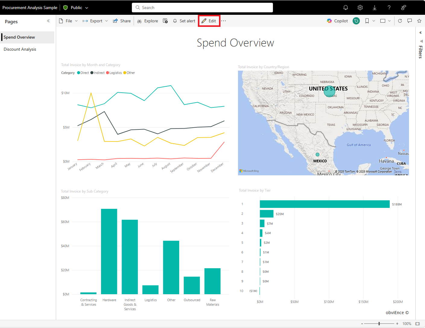 Snímek obrazovky sestavy se zvýrazněním dalších možností a úpravou