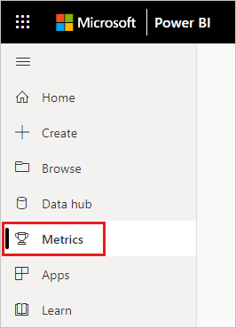 Screenshot of Select Metrics in the left nav.