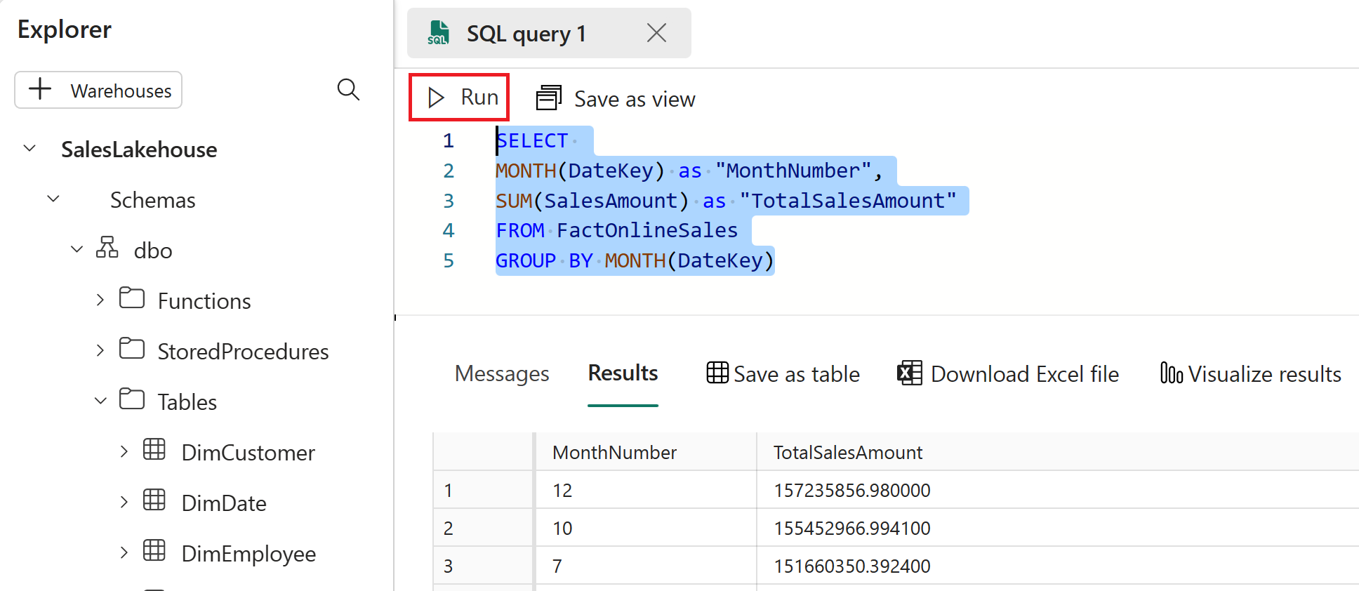 Screenshot of SQL query editor.