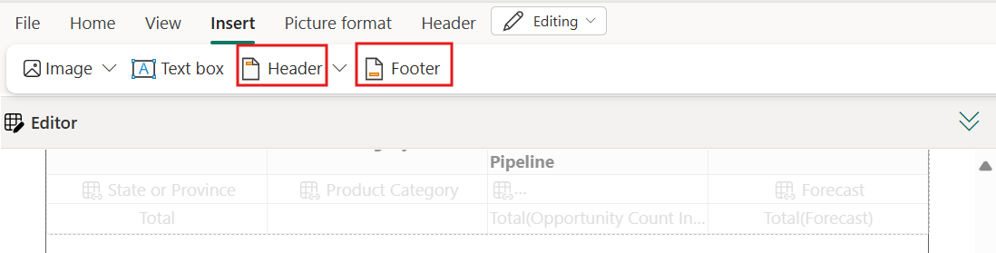 Snímek obrazovky s záhlavím nebo zápatím vložení obrázku