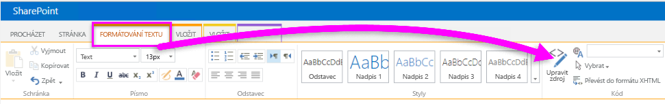 Snímek obrazovky s možností Upravit zdroj