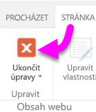Snímek obrazovky s možností Ukončit úpravy
