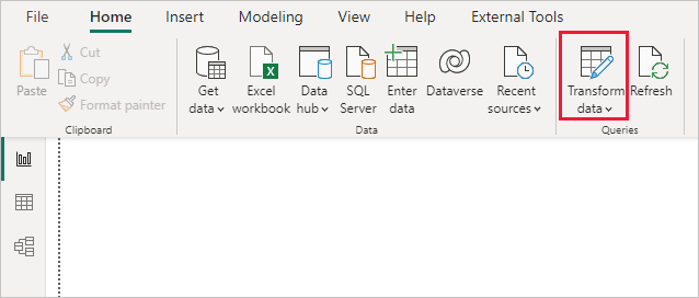 Snímek obrazovky s editorem Power Query v Power BI Desktopu s výběrem transformovaných dat