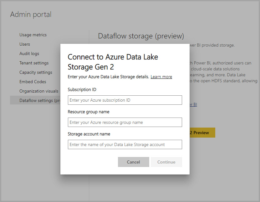 Připojení k externí službě Data Lake Storage.