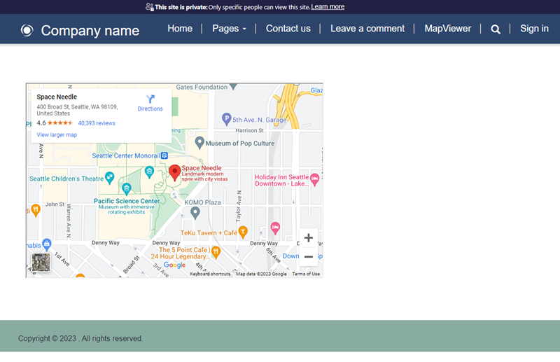 Komponenta mapy na webové stránce.