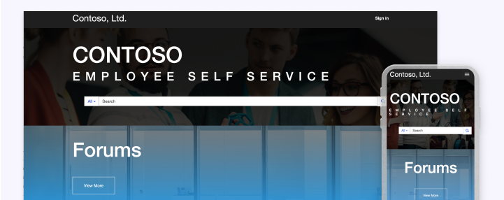 Cílová stránka šablony samoobslužného webu pro zaměstnance.