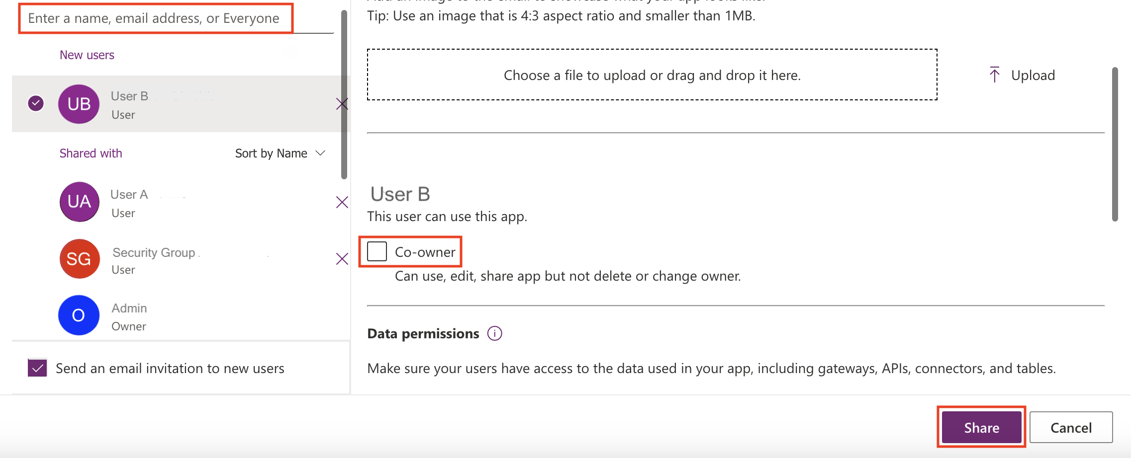 Snímek obrazovky sdílení aplikace pro rezervaci schůzek s uživateli.