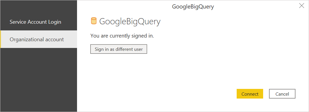 Připojení data Google BigQuery.