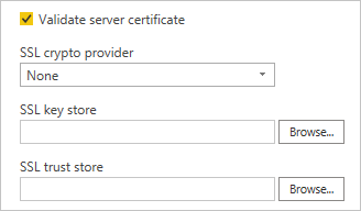 Ověřte výběry certifikátů serveru.