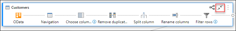 Tlačítko Sbalit v pravém horním rohu dotazu v zobrazení diagramu