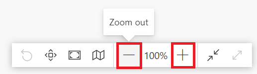 Tlačítko oddálit nebo přiblížit dostupné v pravém dolním rohu podokna zobrazení diagramu